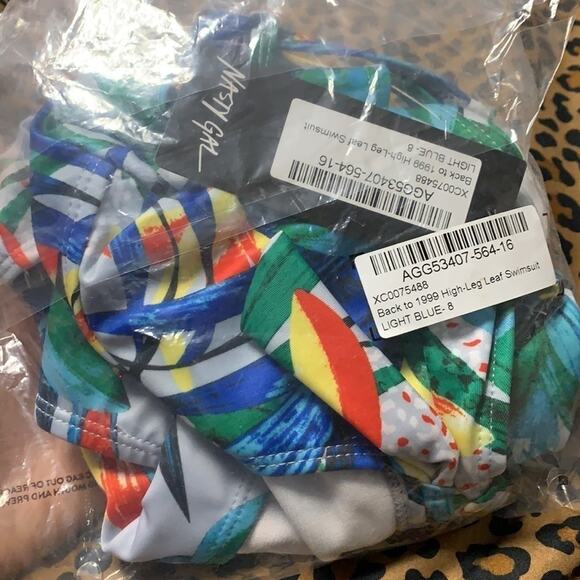 Nasty Gal Tropical Cutout High Leg One Piece Swimsuit 4 NWT - Picture 5 of 6